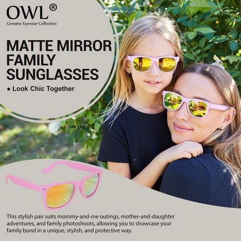 OWL Matching Family Retro Sunglasses - UV400 Colorful Frame Mirror Glasses - Parent & Child Family Photo Matching Outfits in Saudi Arabia