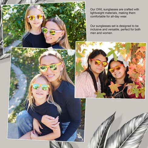 OWL Matching Family Retro Sunglasses - UV400 Colorful Frame Mirror Glasses - Parent & Child Family Photo Matching Outfits in Saudi Arabia