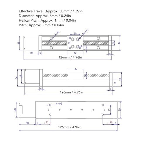 28 Stepper Motor Mini Linear Rail Guide Slide Actuator,Router Linear Motion Stage, 50mm Stroke DIY CNC Router Part with T - Screw Rod for X Y Z Axis in Kuwait