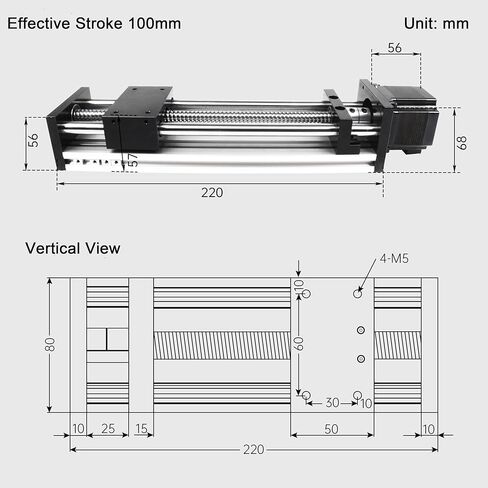 XUNKUNER CNC محرك مرحلة الحركة الخطية 100 مم ضربة فعالة، 1204 شريحة خطية لولبية كروية مع محرك متدرج NEMA23، سكة توجيه ذات محور بصري مزدوج لآلة طحن النقش بجهاز التوجيه CNC in Kuwait