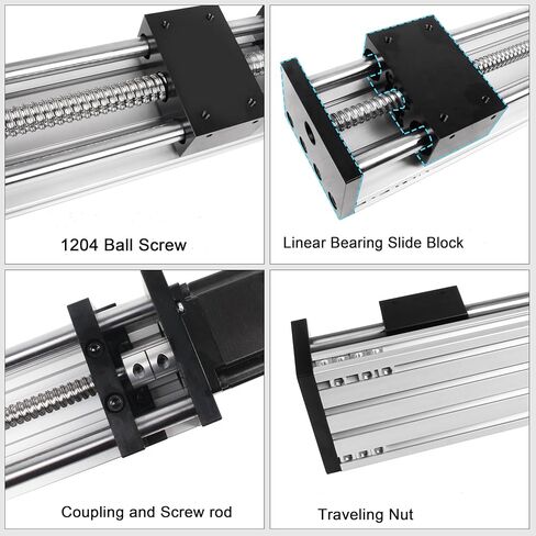 XUNKUNER CNC محرك مرحلة الحركة الخطية 100 مم ضربة فعالة، 1204 شريحة خطية لولبية كروية مع محرك متدرج NEMA23، سكة توجيه ذات محور بصري مزدوج لآلة طحن النقش بجهاز التوجيه CNC in Kuwait
