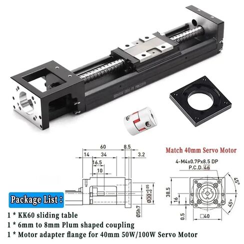 40 servo Bracket high Precision Ball Screw Slide KK60 60mm-510mm Stroke repeatability 0.01mm(5mmPitch-410 Stroke) in Saudi Arabia
