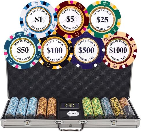 MRC POKER 500 قطعة 14 جرام مجموعة شرائح البوكر الفاخرة من مونت كارلو بوكر كلوب (500 علبة فاخرة) in Kuwait