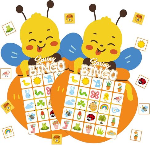 لعبة YQUQWN Spring Bee Bingo لـ 24 لاعبًا، مجموعة بطاقات بنغو لحفلات الربيع، ألعاب حفلات أعياد الميلاد الربيعية، ألعاب مجموعة العطلات والنشاط in Saudi Arabia