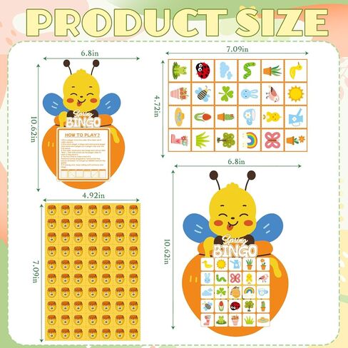 لعبة YQUQWN Spring Bee Bingo لـ 24 لاعبًا، مجموعة بطاقات بنغو لحفلات الربيع، ألعاب حفلات أعياد الميلاد الربيعية، ألعاب مجموعة العطلات والنشاط in Saudi Arabia