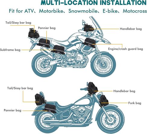 Riverruns Reflective Motorcycle Handlebar Bag Dual Strips Quick Access - 2.5L Universal Tool Pouch, Bright Orange Lining, Glasses Pocket, Multi-Mount Cruiser Front Fork Sissy Bar Convertible in Saudi Arabia