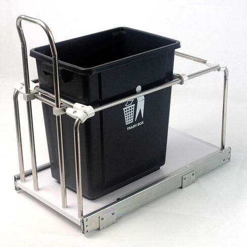 Pull-Out Trash Can for Kitchen Cabinet Fits 1-3 Trash Cans, Garbage Can Holder Under Sink for Counter, Stainless Steel Frame with Full-Extension Soft-Close Slides (11" Width) in Saudi Arabia