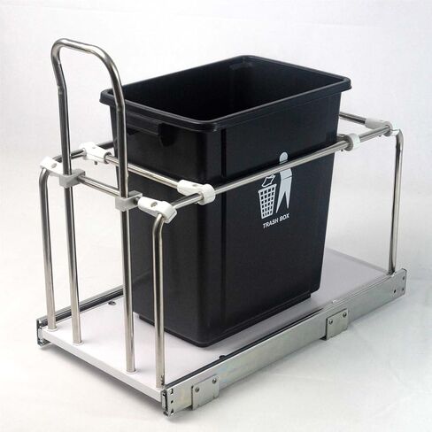 Pull-Out Trash Can for Kitchen Cabinet Fits 1-3 Trash Cans, Garbage Can Holder Under Sink for Counter, Stainless Steel Frame with Full-Extension Soft-Close Slides (11" Width) in Saudi Arabia