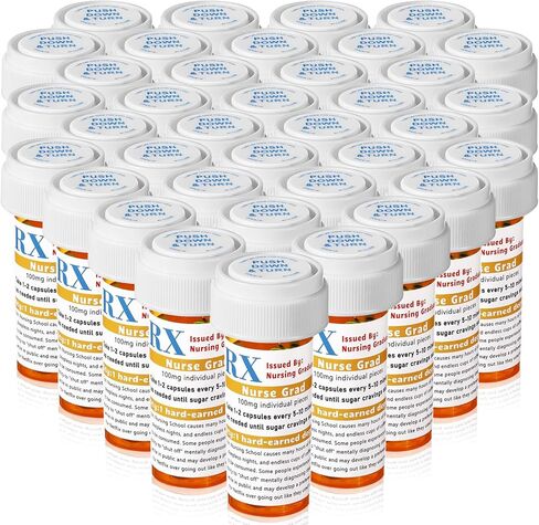 50 Set Nursing Graduation Party Supplies 50 Empty Pill Bottles with Caps 8 Dram Plastic Medicine Containers with 50 Sticky Label Pill Vial for Nurse Party Favors Serve in Saudi Arabia