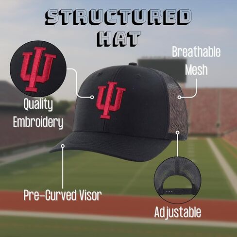 Officially Licensed University Indiana Mesh Trucker Hat Classic Primary Home Team Logo Adjustable Structured Embroidered Black Snapback Baseball Sports Ball Cap in Saudi Arabia