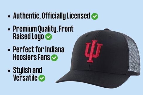 Officially Licensed University Indiana Mesh Trucker Hat Classic Primary Home Team Logo Adjustable Structured Embroidered Black Snapback Baseball Sports Ball Cap in Saudi Arabia