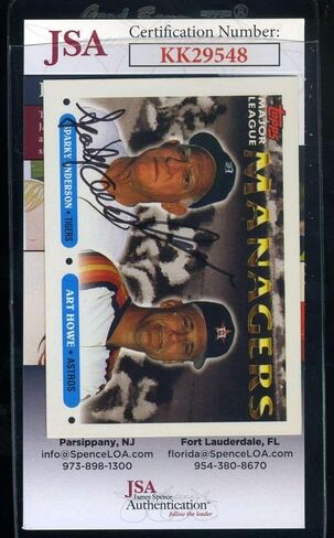 Sparky Anderson JSA Coa Autograph 1993 Topps Rookie Hand Signed - Baseball Slabbed Autographed Cards in Saudi Arabia
