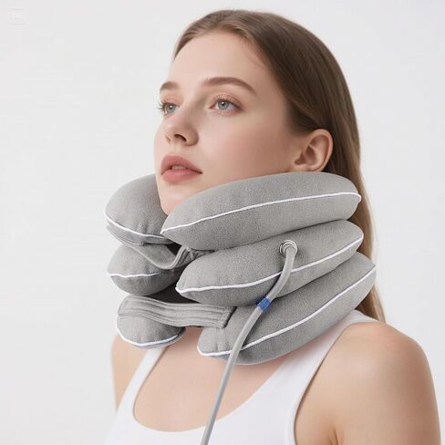 نقالة الرقبة، جهاز جر الرقبة العنقية لتخفيف آلام الرقبة بشكل فوري، دعامة دعم الرقبة قابلة للنفخ والتعديل، وسادة جر الرقبة للاستخدام المنزلي لتخفيف ضغط الرقبة in Kuwait