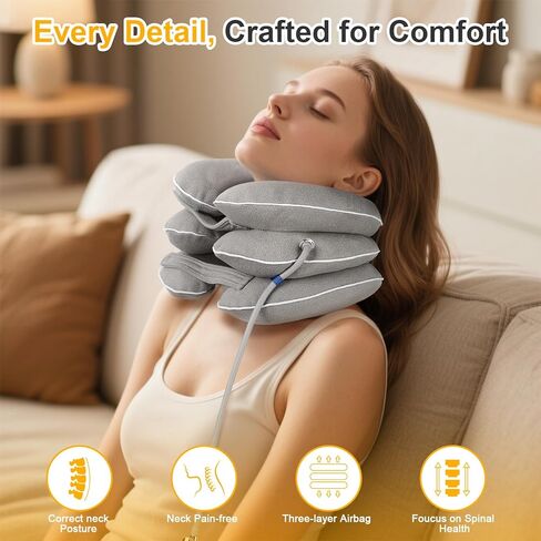 نقالة الرقبة، جهاز جر الرقبة العنقية لتخفيف آلام الرقبة بشكل فوري، دعامة دعم الرقبة قابلة للنفخ والتعديل، وسادة جر الرقبة للاستخدام المنزلي لتخفيف ضغط الرقبة in Kuwait