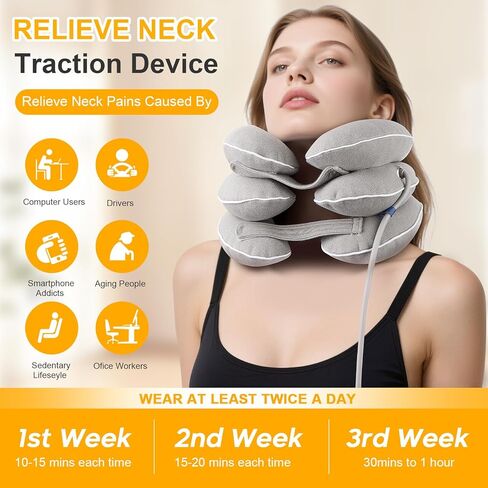 نقالة الرقبة، جهاز جر الرقبة العنقية لتخفيف آلام الرقبة بشكل فوري، دعامة دعم الرقبة قابلة للنفخ والتعديل، وسادة جر الرقبة للاستخدام المنزلي لتخفيف ضغط الرقبة in Kuwait