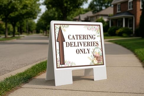 Catering Deliveries Only Easter Spring Vintage Chicks Eggs Basket Brown Up Arrows A-Frame Single Sided 23x23 in. sign in Saudi Arabia