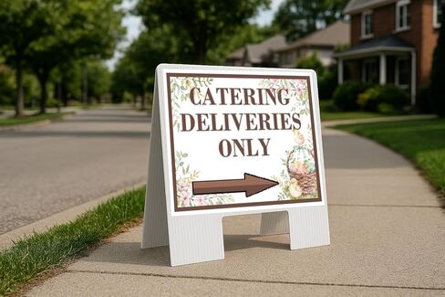 Catering Deliveries Only Easter Spring Vintage Chicks Eggs Basket Brown Up Arrows A-Frame Single Sided 23x23 in. sign in Saudi Arabia