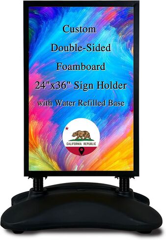 Custom Double-Sided Outdoor Sign Holder 23.3"x35.5" – Waterproof Wind-Resistant Foamboard Display Stand with Water-Filled Base for Business, Restaurant, Storefront, Events in Kuwait