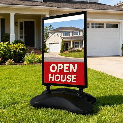 Custom Double-Sided Outdoor Sign Holder 23.3"x35.5" – Waterproof Wind-Resistant Foamboard Display Stand with Water-Filled Base for Business, Restaurant, Storefront, Events in Kuwait