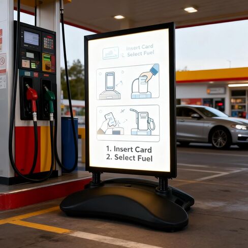 Custom Double-Sided Outdoor Sign Holder 23.3"x35.5" – Waterproof Wind-Resistant Foamboard Display Stand with Water-Filled Base for Business, Restaurant, Storefront, Events in Kuwait