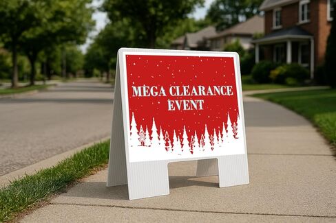 Mega Clearance Event Christmas White Red Snow Trees Folding Plastic A-Frame Double Sided 23x23 in. Sign in Saudi Arabia