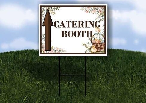 Catering Booth Easter Spring Vintage Chicks Eggs Basket Brown Directional Arrows A-Frame Double Sided 23x23 in. sign in Kuwait