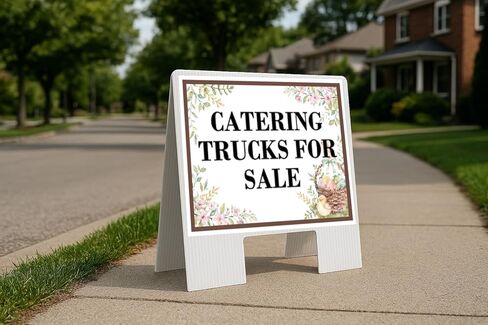 Catering Trucks For Sale Easter Spring Vintage Chicks Eggs Basket Brown Up Arrows A-Frame Single Sided 23x23 in. sign in Kuwait