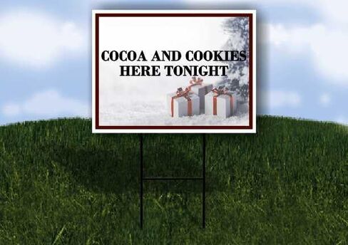 Cocoa And Cookies Here Tonight Christmas Package Snow Folding Plastic A-Frame Double Sided 23" x 23" Yard Road Sign in Kuwait