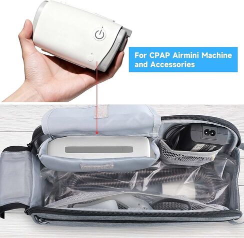 حقيبة سفر CPAP متوافقة مع جهاز Airmini، حقيبة حمل محمولة لجهاز CPAP وملحقاتها، رمادي (حقيبة فقط) in Saudi Arabia