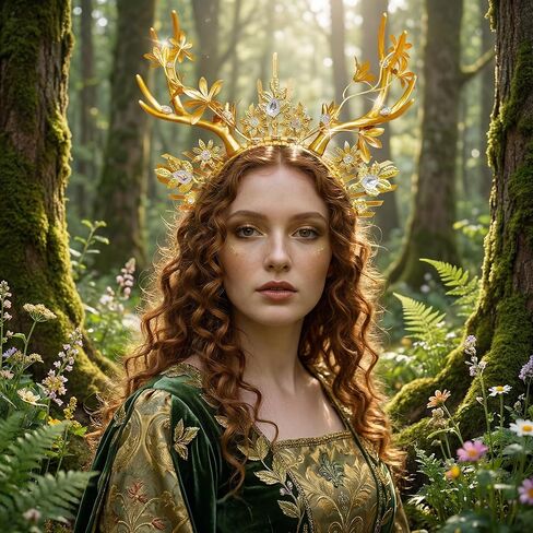 JeVenis Luxury Reindeer Antler Headband Gold Deer Headwear Fantasy Fairy Elven Festival Wear Party Hats in Saudi Arabia