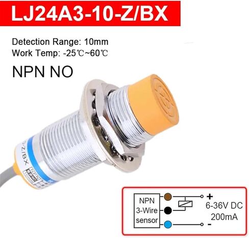1pcs Proximity Switch LJ24A3 NPN PNP NO NC 2/3/4-wire Inductive Sensor Detection Distance 8mm/10mm M24 Cylinder Approach(LJ24A3-10-Z-BX) in Saudi Arabia