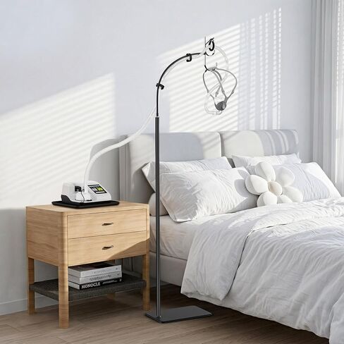CPAP Hose Holder - All-Metal Hose Stand Bedside for CPAP Mask & Tubing with Nightstand Protective Mat | No Drilling | Tangle-Free | Adjustable | Fits ResMed AirSense/Philips Tubes in Saudi Arabia