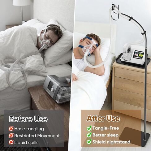 CPAP Hose Holder - All-Metal Hose Stand Bedside for CPAP Mask & Tubing with Nightstand Protective Mat | No Drilling | Tangle-Free | Adjustable | Fits ResMed AirSense/Philips Tubes in Saudi Arabia