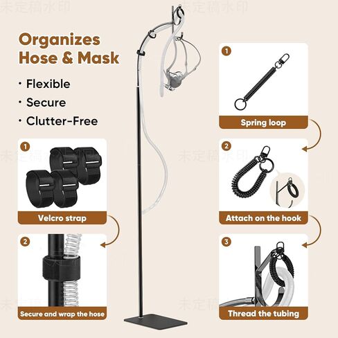 CPAP Hose Holder - All-Metal Hose Stand Bedside for CPAP Mask & Tubing with Nightstand Protective Mat | No Drilling | Tangle-Free | Adjustable | Fits ResMed AirSense/Philips Tubes in Saudi Arabia