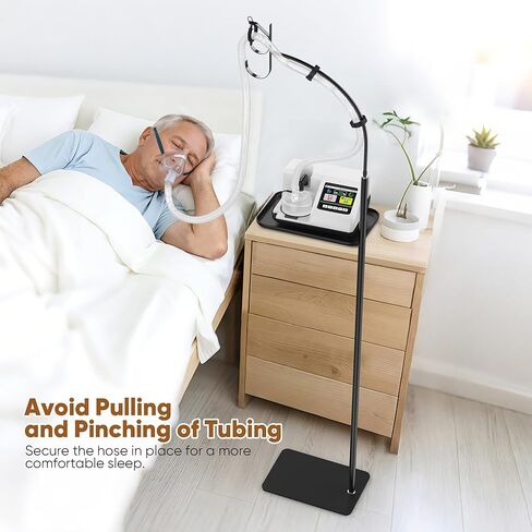 CPAP Hose Holder - All-Metal Hose Stand Bedside for CPAP Mask & Tubing with Nightstand Protective Mat | No Drilling | Tangle-Free | Adjustable | Fits ResMed AirSense/Philips Tubes in Saudi Arabia