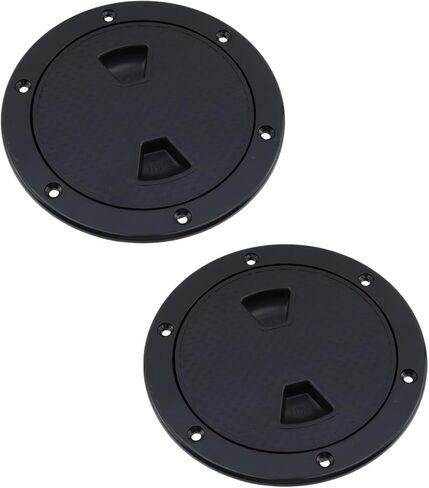 Crapyt 4" Round Non-Slip Inspection Hatch, Detachable Cover ABS Plastic Screw Out Access Hatch Cover with Attached Screw, Access Boat for Ships, Kayak, Yacht, Outdoor Facilities, 2 Pcs Black in Saudi Arabia