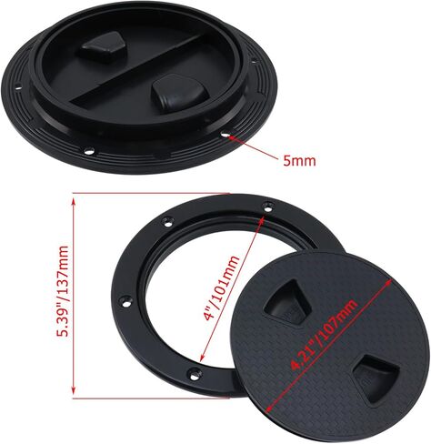 Crapyt 4" Round Non-Slip Inspection Hatch, Detachable Cover ABS Plastic Screw Out Access Hatch Cover with Attached Screw, Access Boat for Ships, Kayak, Yacht, Outdoor Facilities, 2 Pcs Black in Saudi Arabia