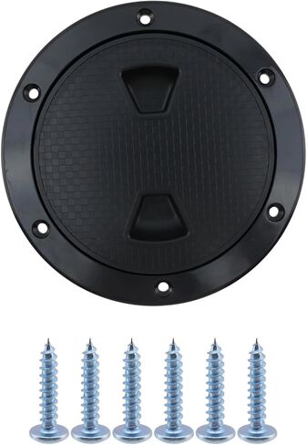 Crapyt 4" Round Non-Slip Inspection Hatch, Detachable Cover ABS Plastic Screw Out Access Hatch Cover with Attached Screw, Access Boat for Ships, Kayak, Yacht, Outdoor Facilities, 2 Pcs Black in Saudi Arabia