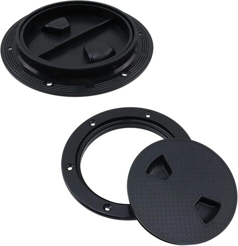 Crapyt 4" Round Non-Slip Inspection Hatch, Detachable Cover ABS Plastic Screw Out Access Hatch Cover with Attached Screw, Access Boat for Ships, Kayak, Yacht, Outdoor Facilities, 2 Pcs Black in Saudi Arabia