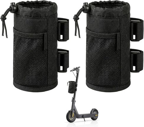 2Pack Scooter Cup Holder for Adults and Kids – Fits Electric and Kick Scooters, Velcro Water Bottle Holder for Scooters(Black) in Saudi Arabia
