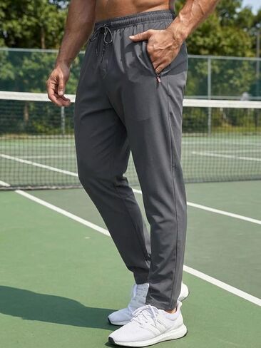 Joggers for Men, Breathable Lightweight Athletic Workout Running Track Pants with Zipper Pockets in Saudi Arabia