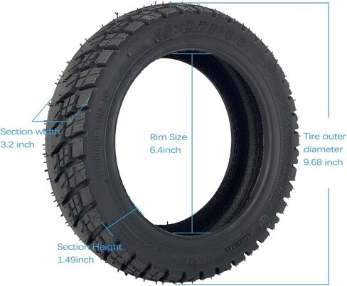 10x2.75 Tubeless Off-Road Vacuum Tire, 10x2.75-6.5 10 Inch, Fits Speedway Dualtron Joyor Titan Segway Gotrax Mten3 Okai Beetle Hitway H5 Electric/Gas Scooter balance Scooter in Saudi Arabia