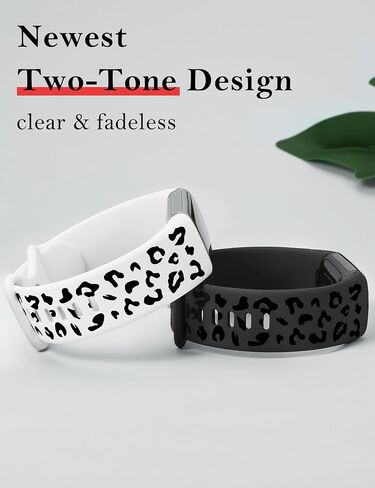 Animal Print Soft Silicone Band Compatible with Fitbit Charge 6/5 - Two-Tone Sport Strap, Breathable Summer Wristbands for Women Men in Saudi Arabia