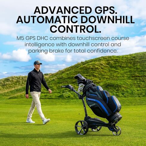 MotoCaddy Electric Golf Push Cart - M5 GPS DHC (2024) - CADDY الكهربائي ، الشاشة التي تعمل باللمس ، GPS متكامل ، بلوتوث ، والتحكم في أسفل السيارات - الملحقات وخطة الأداء لمدة 6 أشهر مضمّنة (أسود) in Kuwait