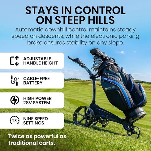 MotoCaddy Electric Golf Push Cart - M5 GPS DHC (2024) - CADDY الكهربائي ، الشاشة التي تعمل باللمس ، GPS متكامل ، بلوتوث ، والتحكم في أسفل السيارات - الملحقات وخطة الأداء لمدة 6 أشهر مضمّنة (أسود) in Kuwait