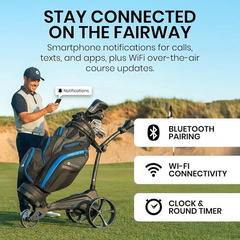 MotoCaddy Electric Golf Push Cart - M5 GPS DHC (2024) - CADDY الكهربائي ، الشاشة التي تعمل باللمس ، GPS متكامل ، بلوتوث ، والتحكم في أسفل السيارات - الملحقات وخطة الأداء لمدة 6 أشهر مضمّنة (أسود) in Kuwait