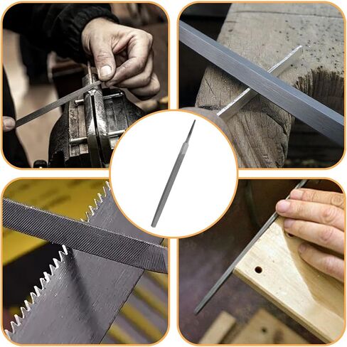 6" Triangular Medium Cut File, Triangular Metal File, Professional Carbon Steel Files Double Cut Teeth Tool Sharpener Made of High Carbon Steel Half Round Hand Files Without Handle for Wood, Metal in Saudi Arabia