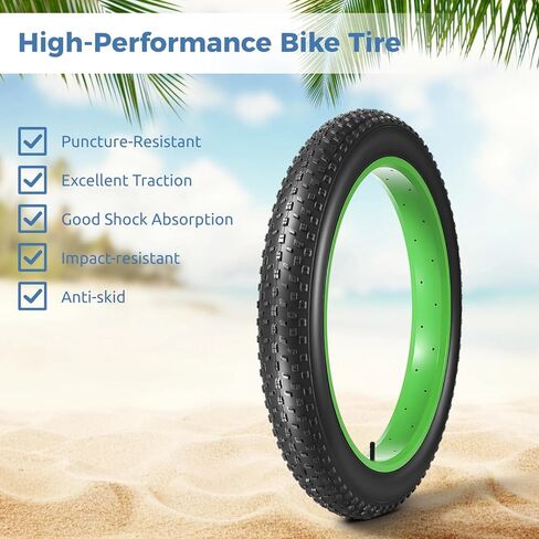 عبوتان من إطارات وأنابيب دراجة سميكة مقاس 26 × 4.0، مجموعة إطارات قابلة للطي مقاس 100-559/26 × 4 مع صمام AV وأنابيب دراجة مقاس 26 × 4 ورافعات إطارات، وإطارات دراجة كهربائية لجميع التضاريس لركوب الثلوج والرمال والشوارع والممرات in Kuwait