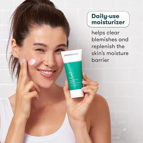 مرطب تنظيف حب الشباب من برواكتيف - مرطب يومي لطيف للوجه للنساء والرجال - كريم علاج حب الشباب بحمض الساليسيليك وغسول الوجه مع حمض الهيالورونيك وفيتامين E - 3oz in Kuwait