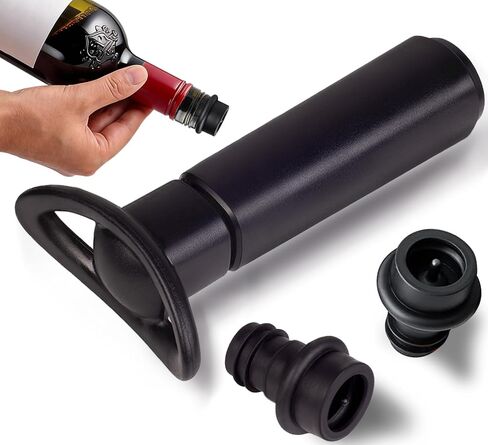 Wine Vacuum Pump & 2 Stoppers Set, Reusable Wine Saver Preserver for Airtight Seal - Keeps Wine Fresh Longer (1 Pump + 2 Stoppers) in Kuwait
